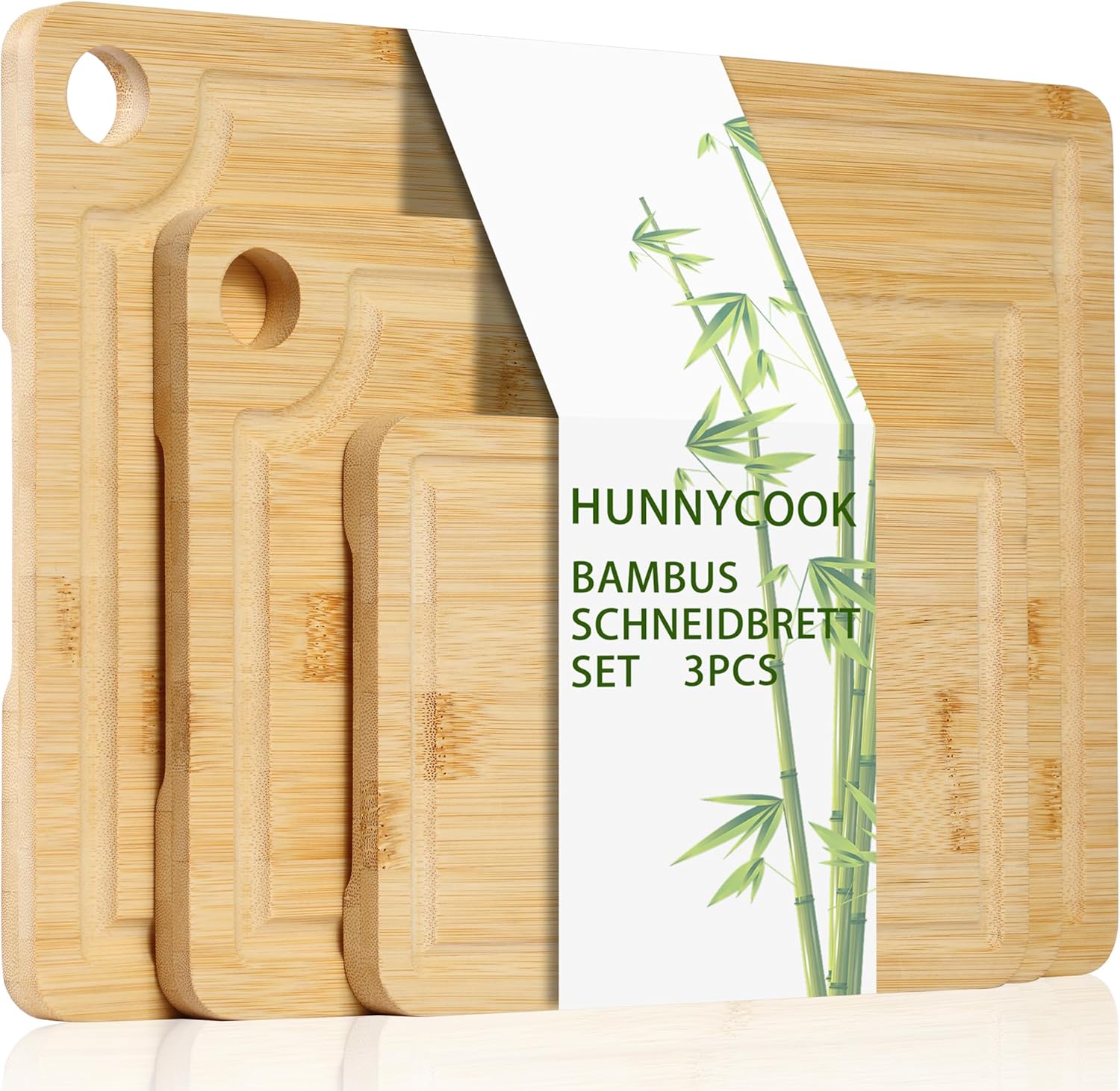Hunnycook Juego de 3 tablas de cortar de madera