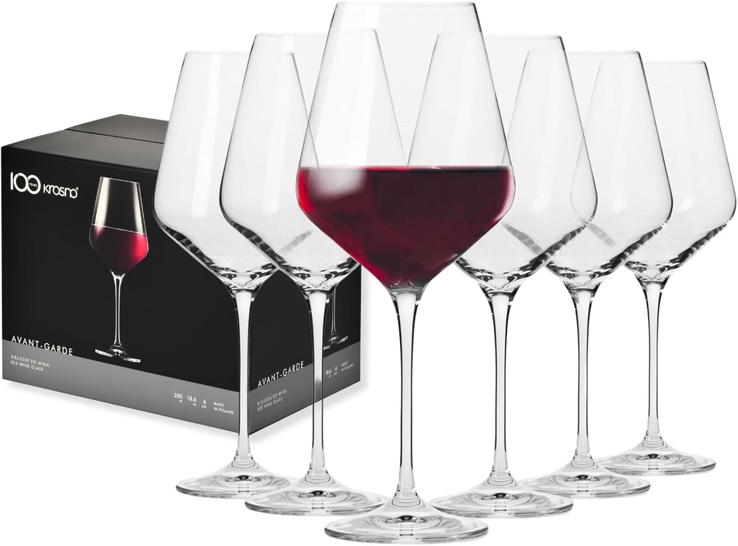 Krosno Copas de vino tinto | Juego de 6 | 490 ML