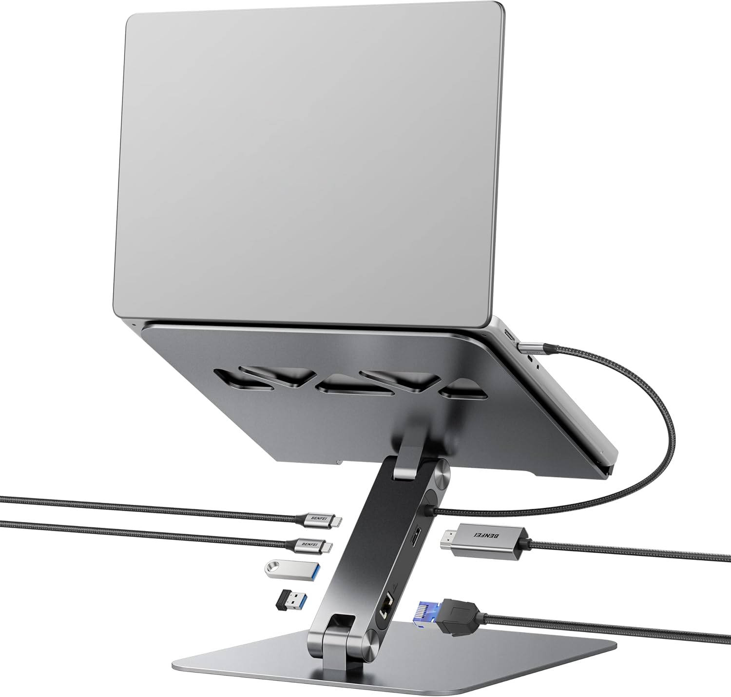 BENFEI Soporte para Portátil con Docking Station USB C 6 en 1 - HDMI 4K@60Hz.