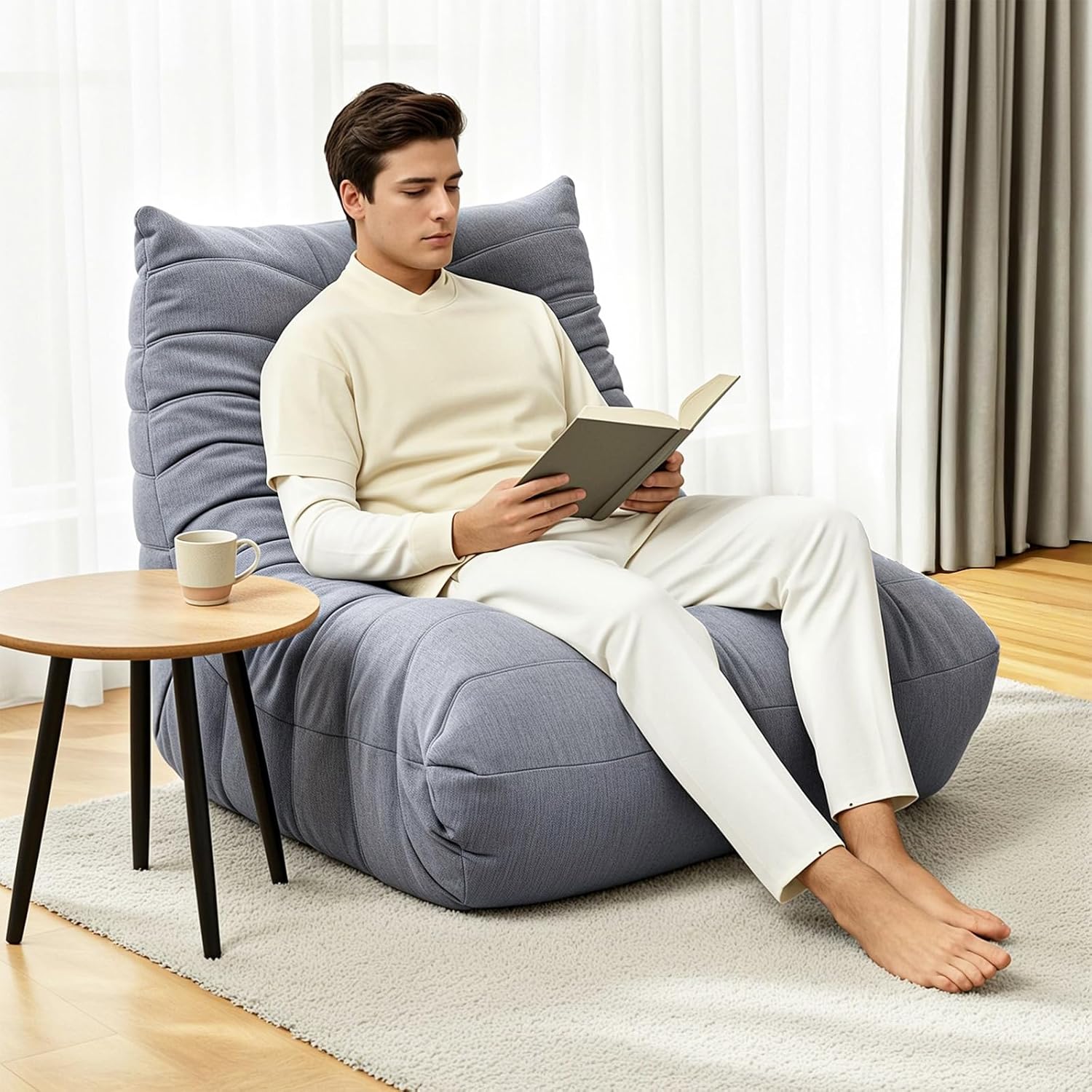 Sillón Puff de Espuma de Alta Densidad en Chenilla Gris Sillón Puff de Espuma de Alta Densidad en Chenilla Gris