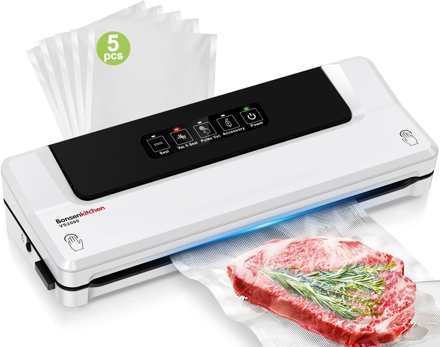 Bonsenkitchen Envasadora al Vacío 4 en 1 para Uso Doméstico y Comercial
